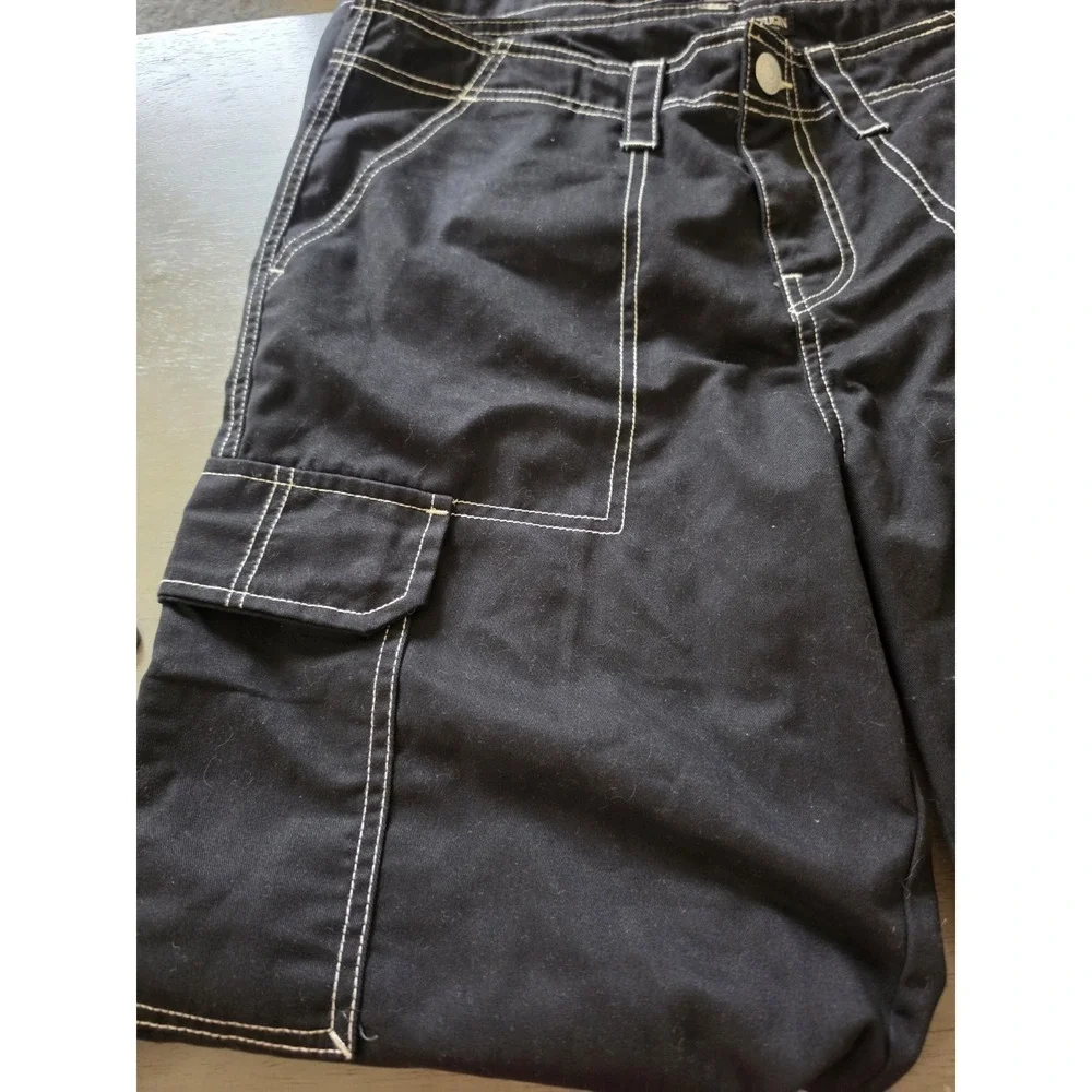 NWT True Religion VTG Distressed Military Army Cargo Pocket Pants Black Men